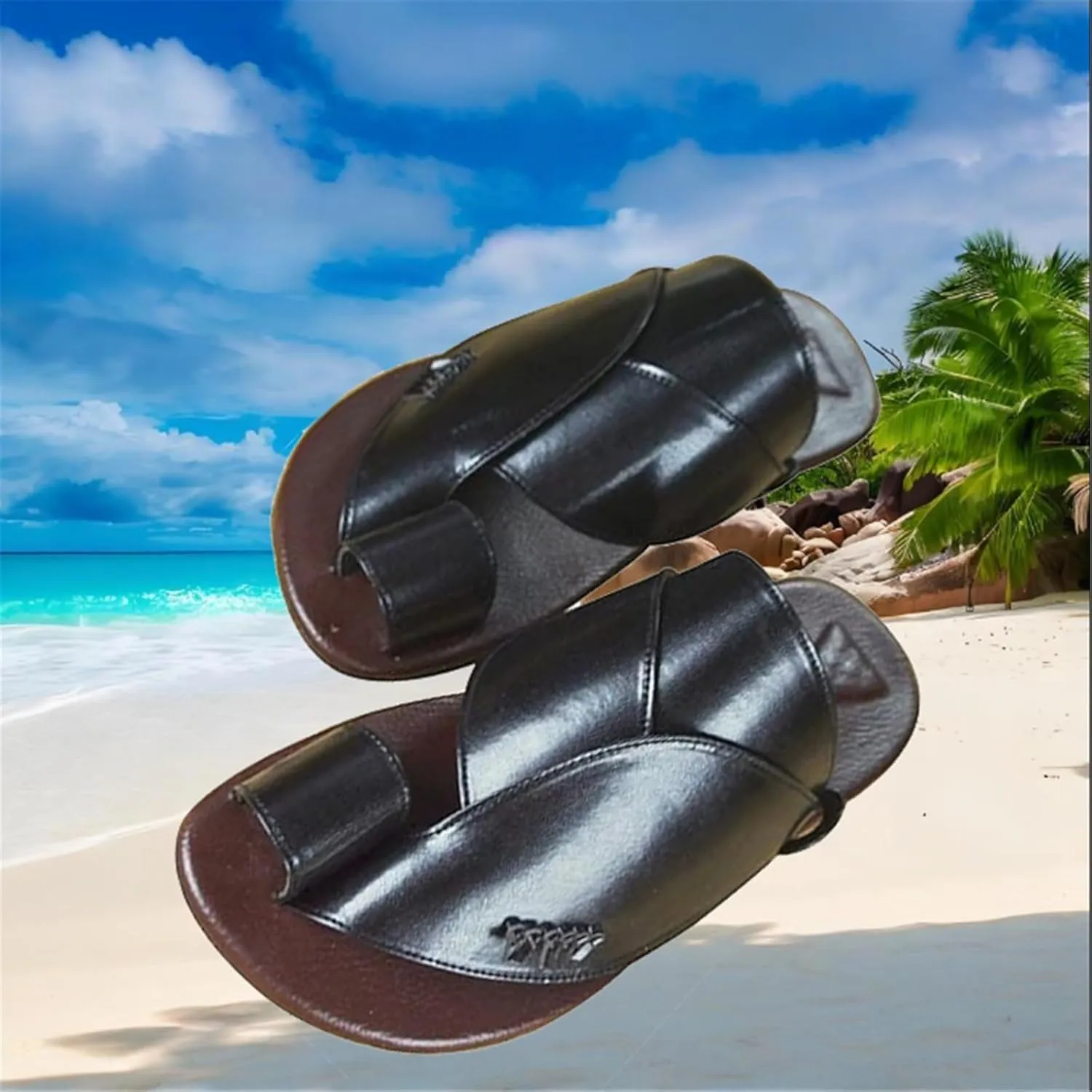 Summer Foot Correction Flat Sandals, Men's Plus Size Slip-On Bunion Orthopedic Closed Toe Sandals Shoes, Open Toe Plantar Fasciitis Flip Flops, for Fathers Day, Travel, Outdoor, Beach