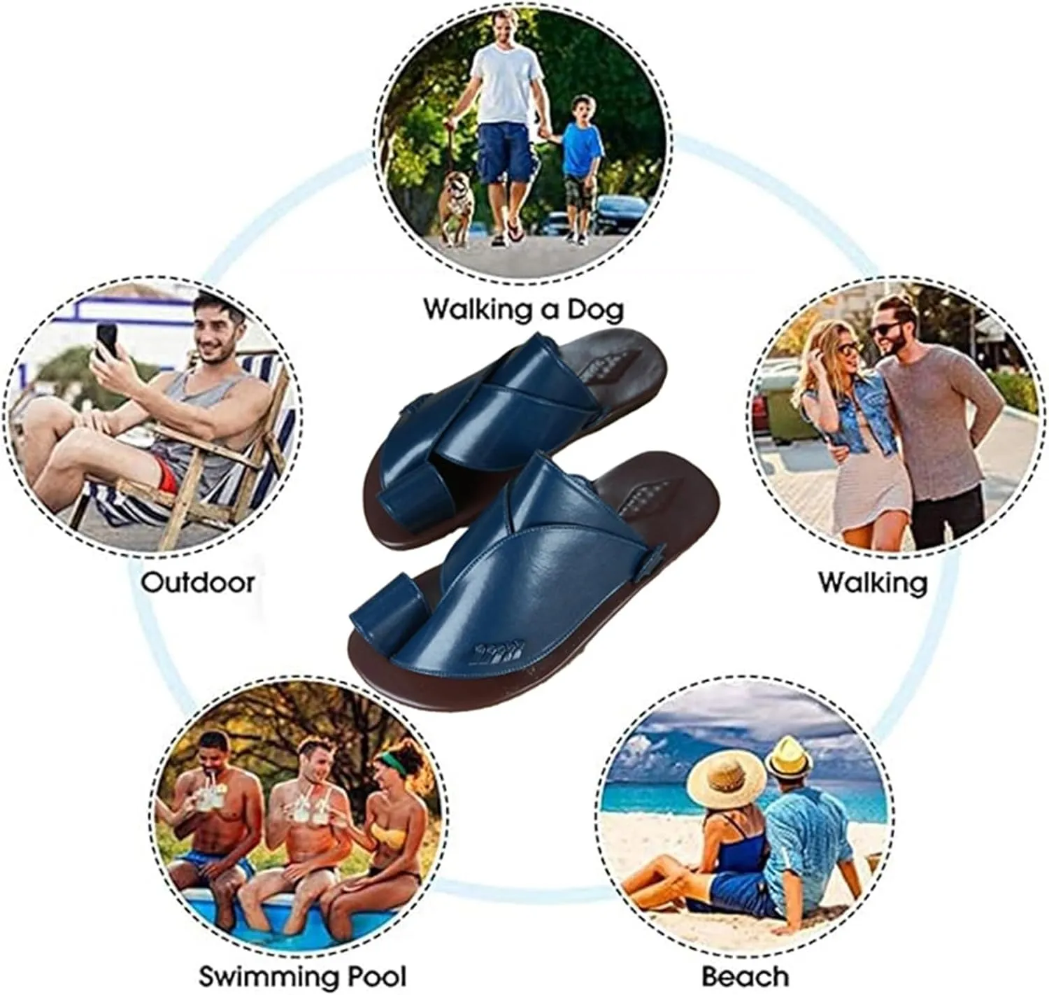 Summer Foot Correction Flat Sandals, Men's Plus Size Slip-On Bunion Orthopedic Closed Toe Sandals Shoes, Open Toe Plantar Fasciitis Flip Flops, for Fathers Day, Travel, Outdoor, Beach