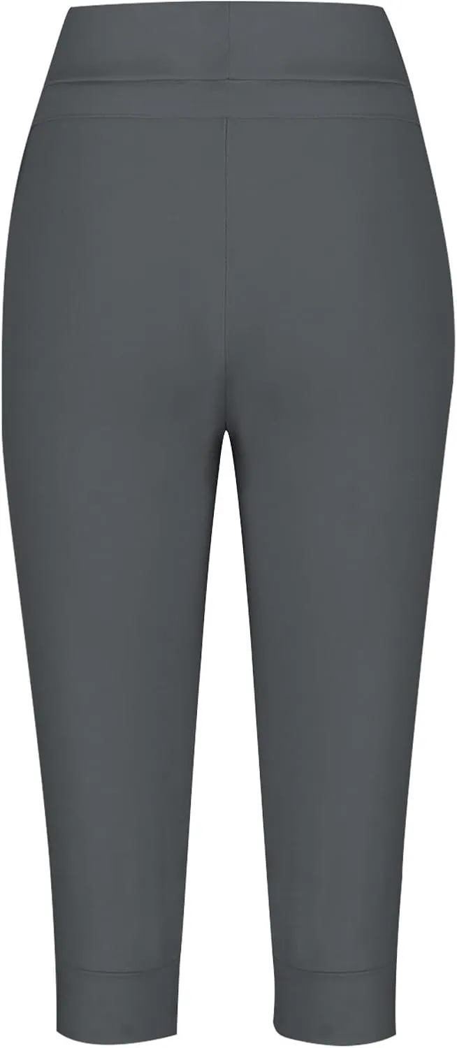 Summer Joggers for Women Casual Drawstring Low Waist Tapered Pants Stretch Slim Leg Capri Pants for Running