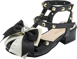Summer Princess Dress Flat Ladies' Leather Shoes Shoes With Summer Korean Version Fashion Small Heels Single Little Girl Half Covered Sandals Performance Flower Girl