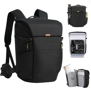 TARION Large Camera Backpack for Photographer - Photography Backpack with 16in Laptop Sleeve Waist Belt Side & Back Access DLSR Camera Bag with Waterproof Raincover for Outdoor Travel Black Thorner