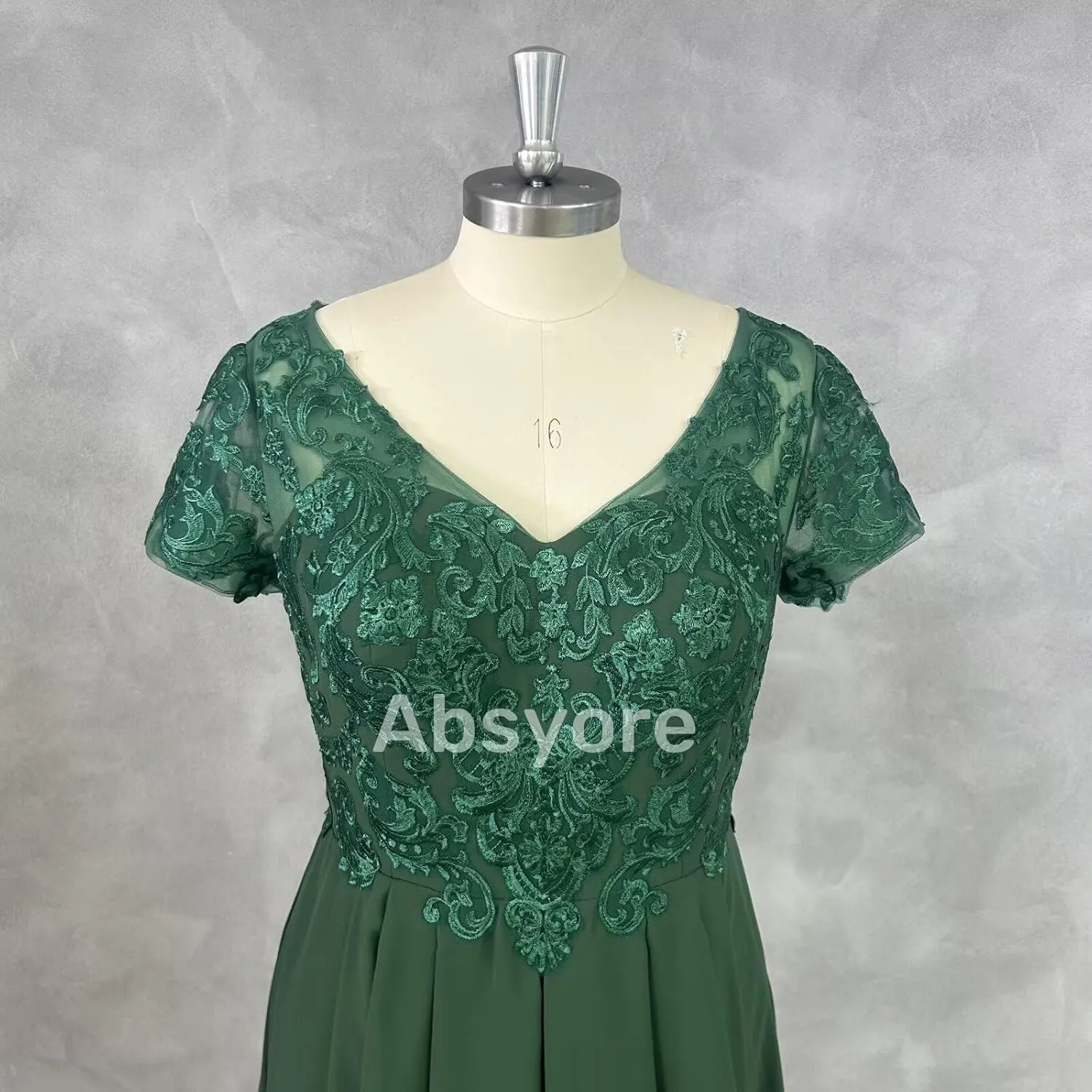 Tea Length Mother of The Bride Dresses for Wedding Guests Ruffle Chiffon Lace Short Sleeves Formal Evening Gowns