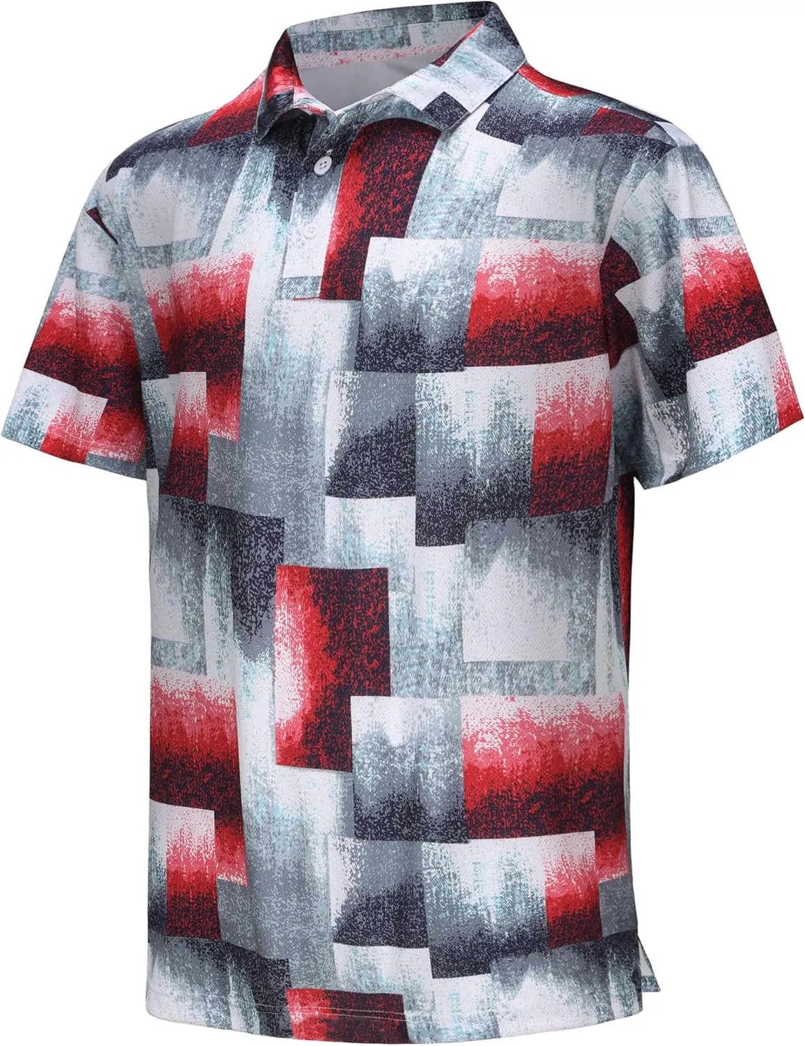 TIHEEN Mens Performance Moisture Wicking Golf Polo Shirt,Mens Business Casual Printed Short Sleeve Polo Shirts