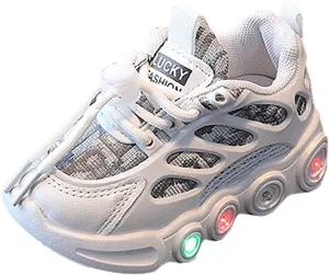 Toddler Boys Girls LED Flashing Sneakers Lightweight Mesh Breathable Soft Sole Anti Slip Comfort Athletic Shoes