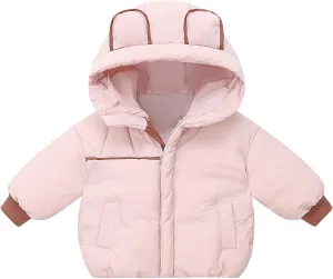 Toddler Boys Girls Winter Cute Down Coat Soft Cotton Padded Jacket Bear Ears Thick Warm Hooded Coats for Girls Big Kids
