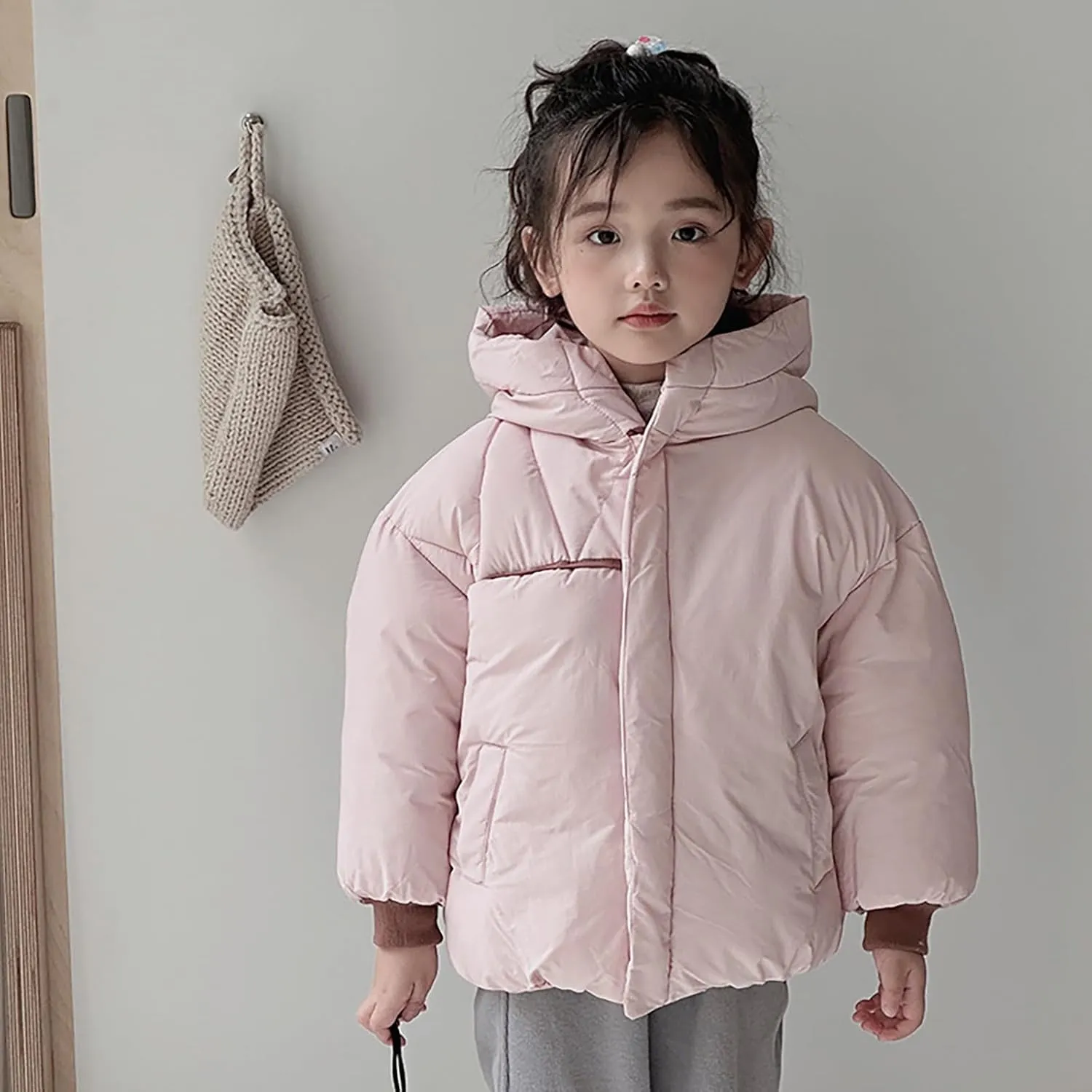 Toddler Boys Girls Winter Cute Down Coat Soft Cotton Padded Jacket Bear Ears Thick Warm Hooded Coats for Girls Big Kids