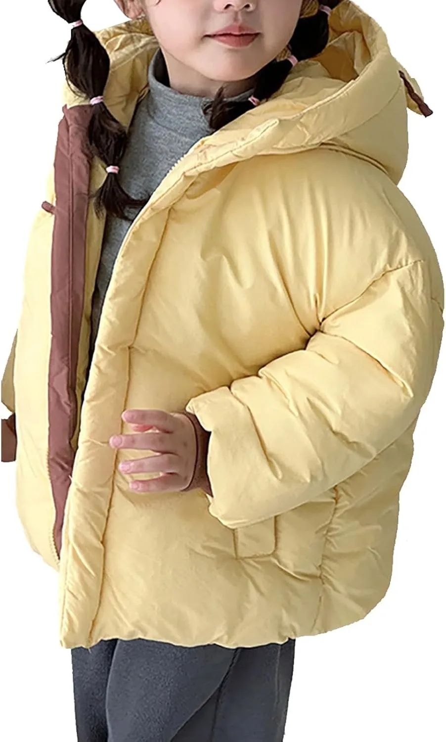 Toddler Boys Girls Winter Cute Down Coat Soft Cotton Padded Jacket Bear Ears Thick Warm Hooded Coats for Girls Big Kids