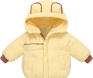 Toddler Boys Girls Winter Cute Down Coat Soft Cotton Padded Jacket Bear Ears Thick Warm Hooded Coats for Girls Big Kids