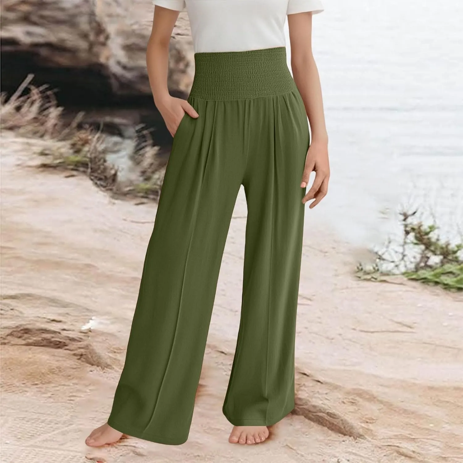 Toddler Girls' Baggy Pants Solid Elastic High Waist Lounge Trousers Wide Leg Workout Active Fashion Pants