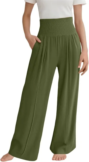 Toddler Girls' Baggy Pants Solid Elastic High Waist Lounge Trousers Wide Leg Workout Active Fashion Pants