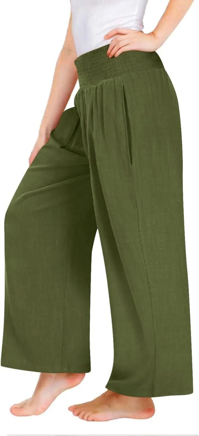 Toddler Girls' Baggy Pants Solid Elastic High Waist Lounge Trousers Wide Leg Workout Active Fashion Pants