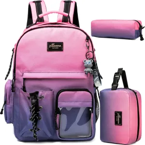Travel Backpack for Kids Backpack with Lunch Box Backpack for School Teens Aesthetic Lightweight Bookbag Kids Backpack for Elementary Middle High School