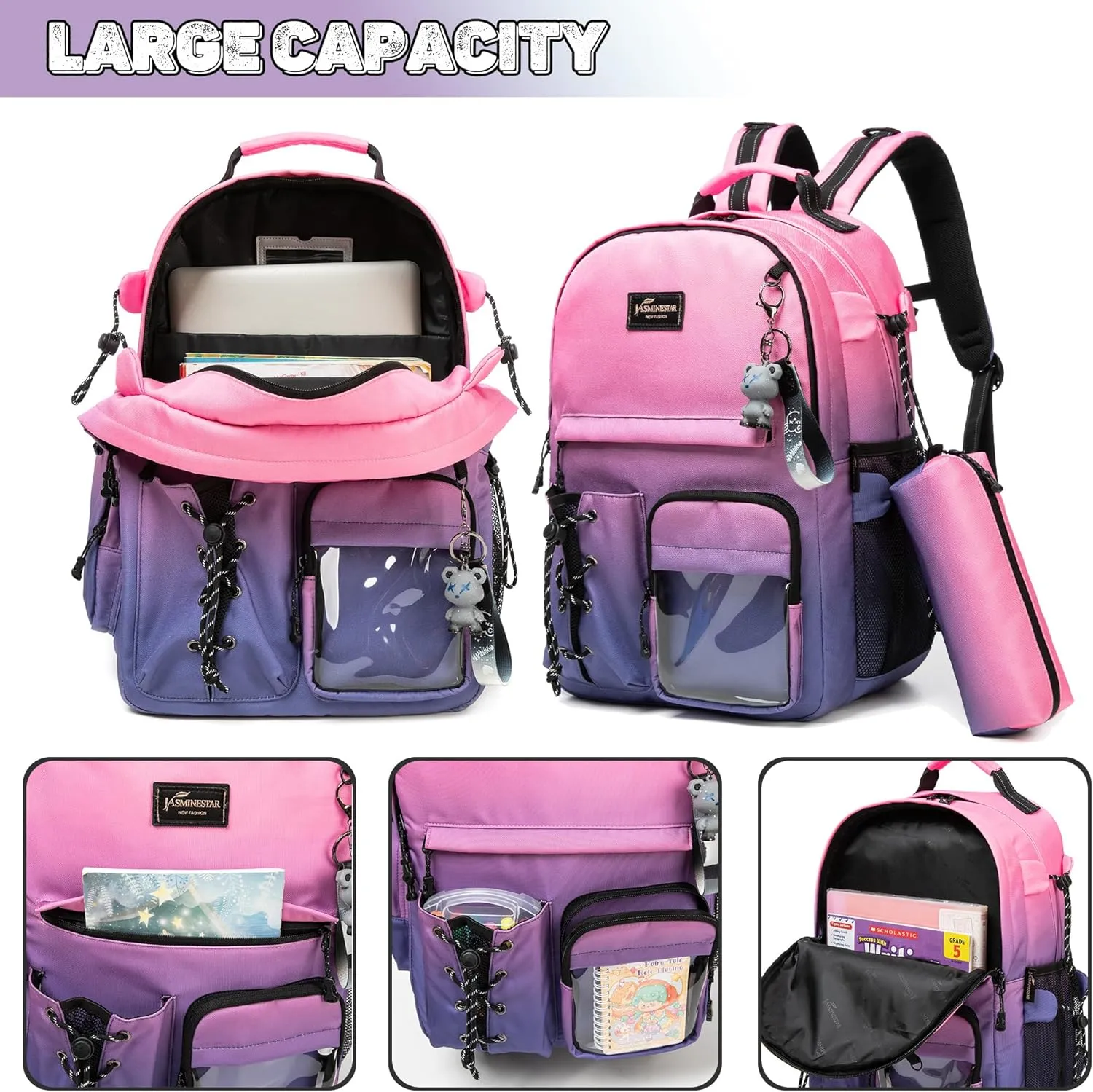 Travel Backpack for Kids Backpack with Lunch Box Backpack for School Teens Aesthetic Lightweight Bookbag Kids Backpack for Elementary Middle High School