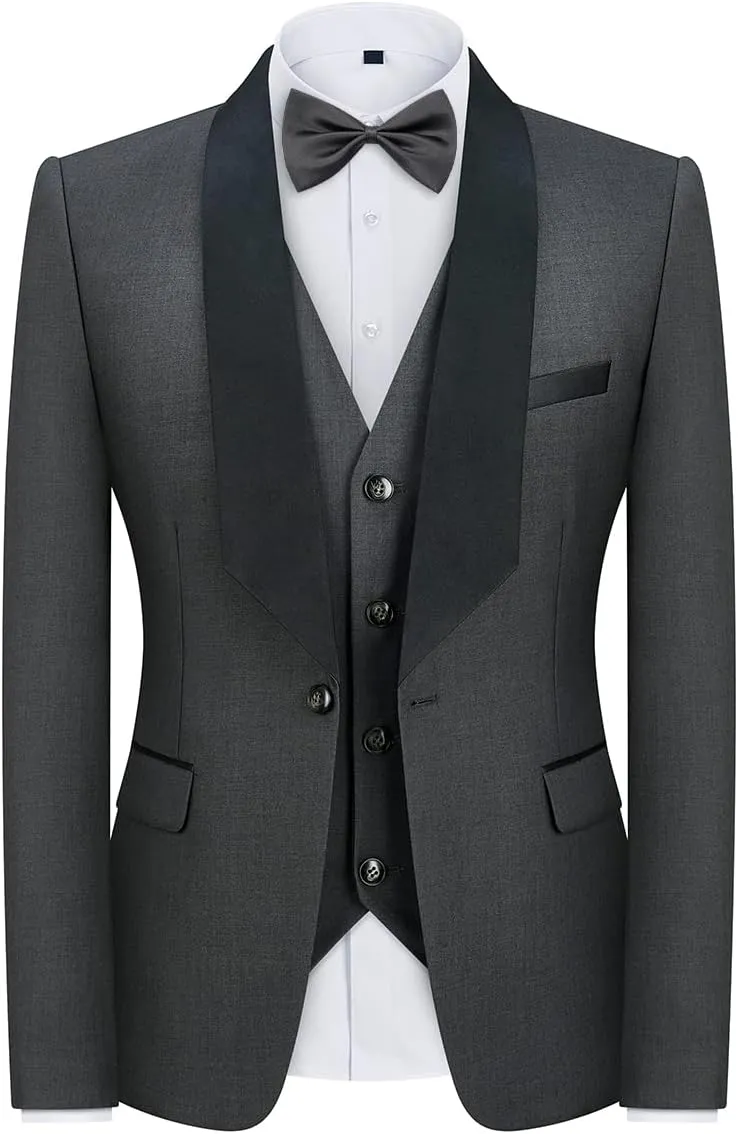 Tuxedo Men Suit Regular Fit 3 Piece Suit Blazer Jacket Waistcoat Pants Men Suit Set for Wedding Prom
