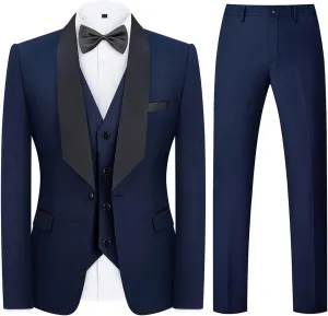 Tuxedo Men Suit Regular Fit 3 Piece Suit Blazer Jacket Waistcoat Pants Men Suit Set for Wedding Prom