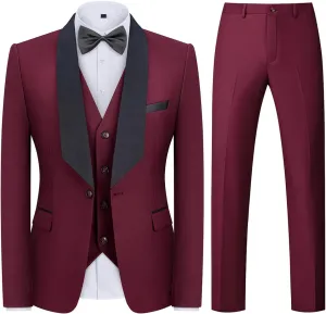Tuxedo Men Suit Regular Fit 3 Piece Suit Blazer Jacket Waistcoat Pants Men Suit Set for Wedding Prom
