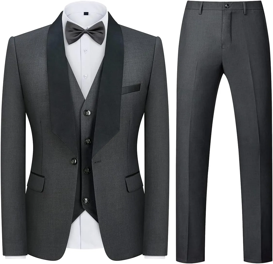 Tuxedo Men Suit Regular Fit 3 Piece Suit Blazer Jacket Waistcoat Pants Men Suit Set for Wedding Prom