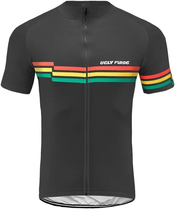 UGLY FROG Men's Cycling Jersey Set Moisture Wicking Breathable Quick-Dry,Bike Shirt   20D Padded Shorts
