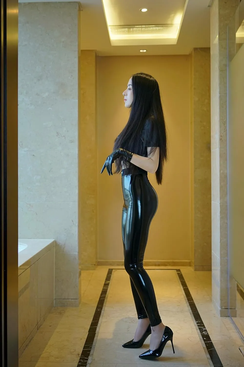 Ultra Streamline Mirror Sexy Satin Glossy High Waisted Leggings