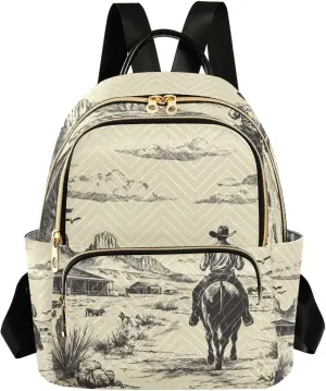 Western Cowboy Cattle Drive Ranch 14 Inch trendy, stylish diaper bag backpack small fashion backpack for business