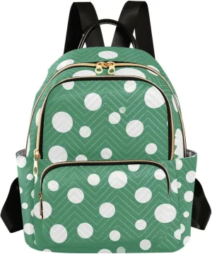 White Polka Dot Green Fashion 14 Inch lightweight, anti-theft fashion backpack purse backpack diaper bag for school&nurse