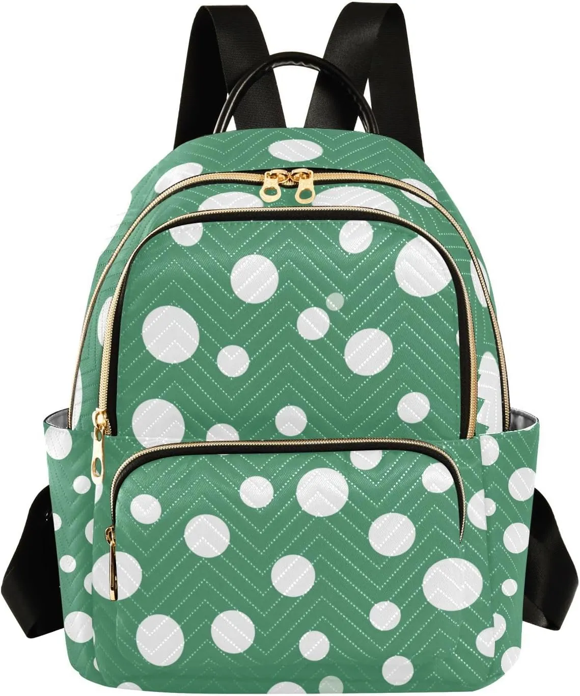White Polka Dot Green Fashion 14 Inch lightweight, anti-theft fashion backpack purse backpack diaper bag for school&nurse