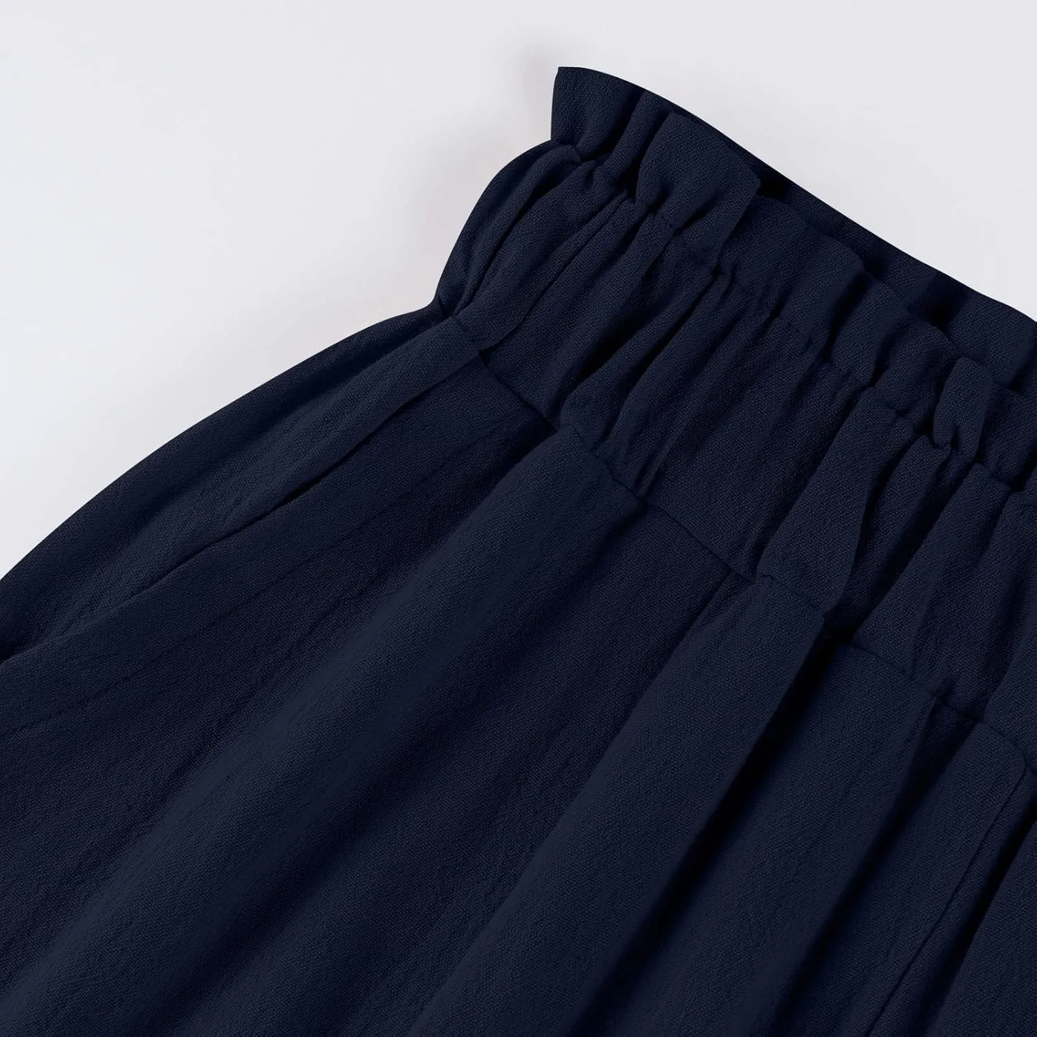 Wide Leg Dress Pants for Women Elastic Waist Loose Fit Work Pants Casual High Waisted Dressy Trousers with Pockets