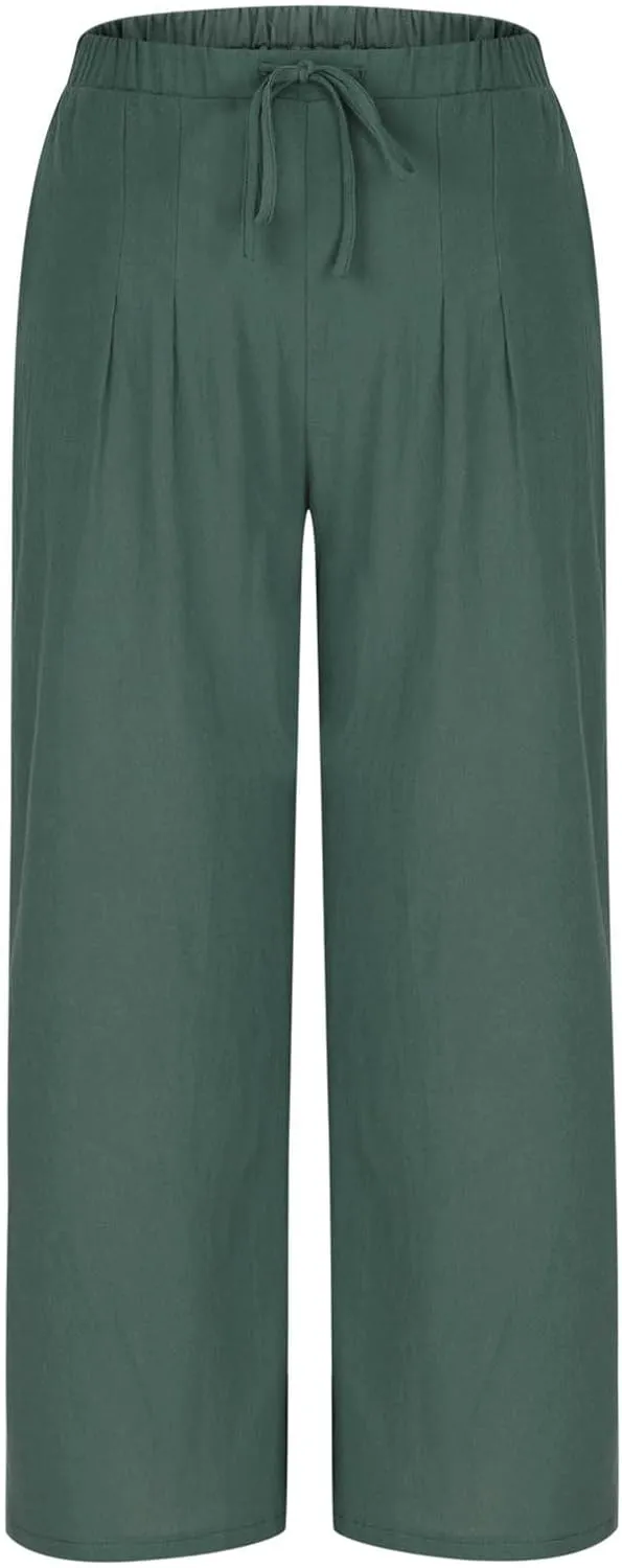 Wide Leg Pants for Woman Palazzo Trousers High Waisted Drawstring Summer Casual Business Work Beach Vacation Pants