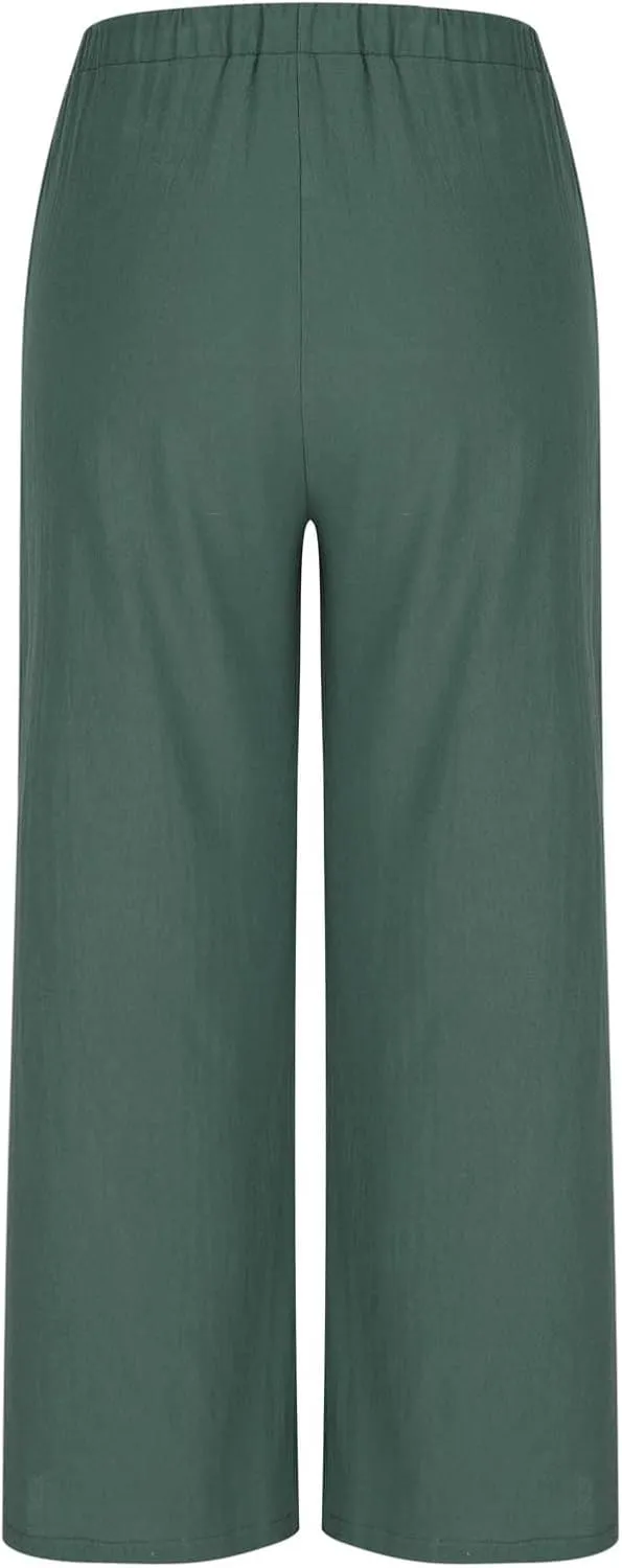 Wide Leg Pants for Woman Palazzo Trousers High Waisted Drawstring Summer Casual Business Work Beach Vacation Pants