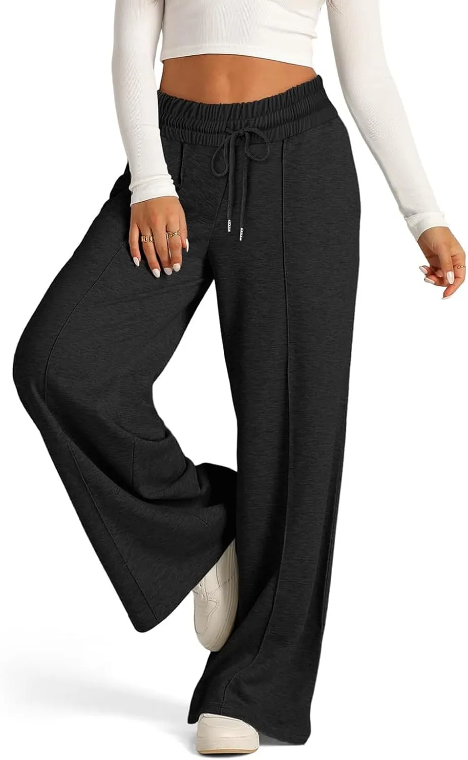 Wide Leg Sweatpants Women Baggy Drawstring Straight Leg Sweatpants High Waist Yoga Pants Lounge Pants with Pockets