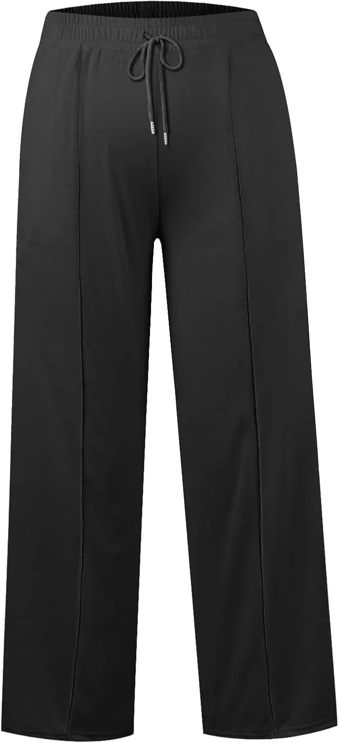 Wide Leg Sweatpants Women Baggy Drawstring Straight Leg Sweatpants High Waist Yoga Pants Lounge Pants with Pockets
