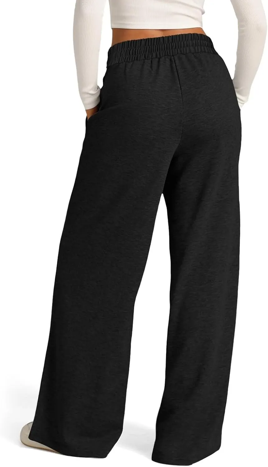 Wide Leg Sweatpants Women Baggy Drawstring Straight Leg Sweatpants High Waist Yoga Pants Lounge Pants with Pockets