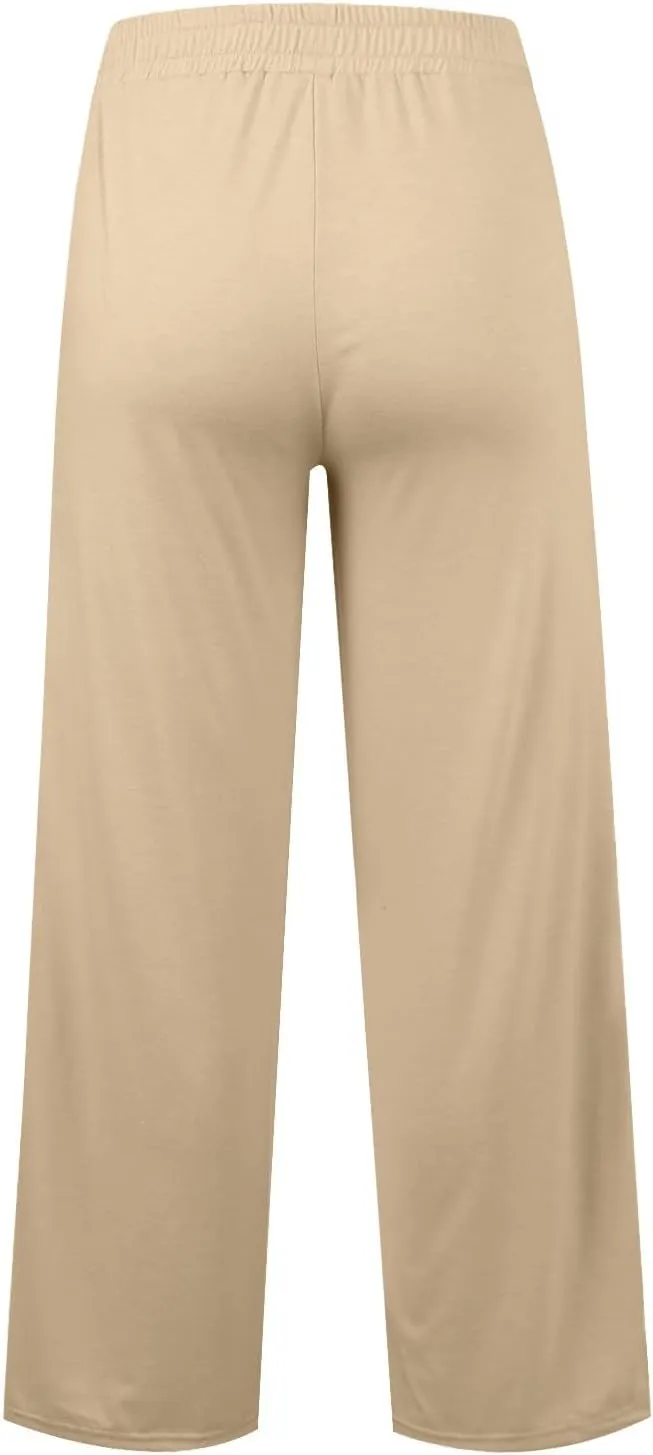 Wide Leg Sweatpants Women Baggy Drawstring Straight Leg Sweatpants High Waist Yoga Pants Lounge Pants with Pockets