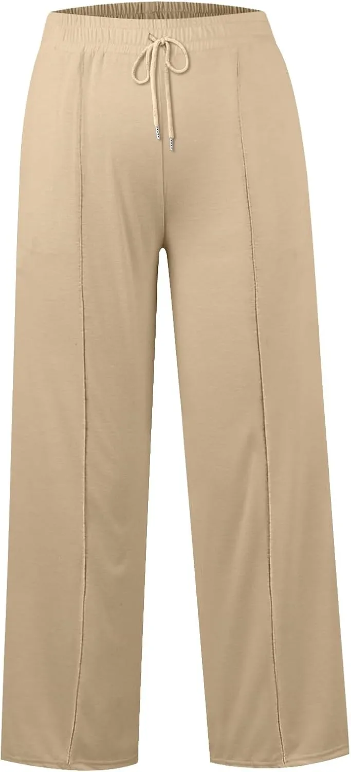 Wide Leg Sweatpants Women Baggy Drawstring Straight Leg Sweatpants High Waist Yoga Pants Lounge Pants with Pockets