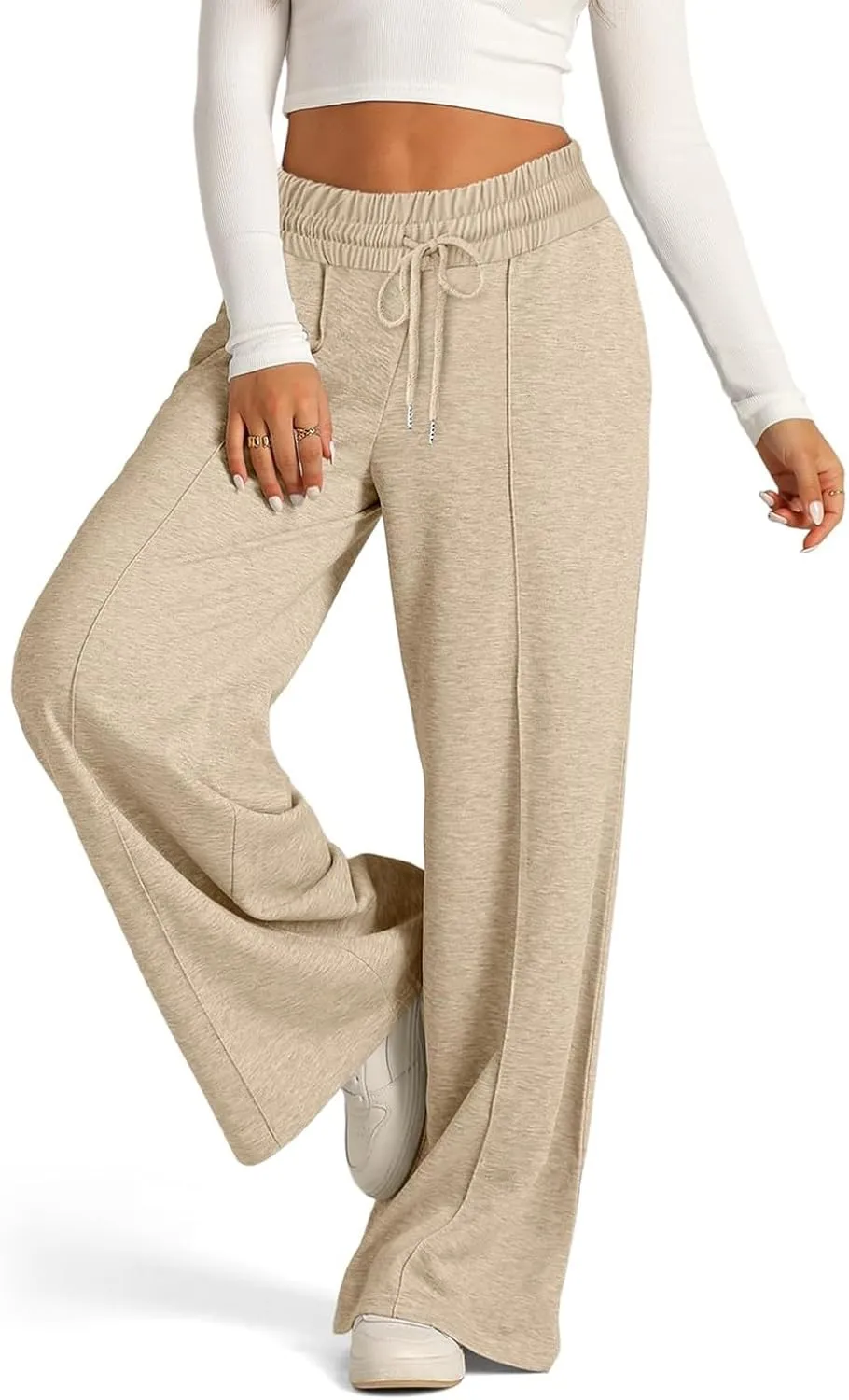 Wide Leg Sweatpants Women Baggy Drawstring Straight Leg Sweatpants High Waist Yoga Pants Lounge Pants with Pockets