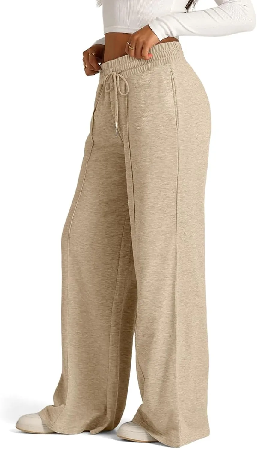 Wide Leg Sweatpants Women Baggy Drawstring Straight Leg Sweatpants High Waist Yoga Pants Lounge Pants with Pockets