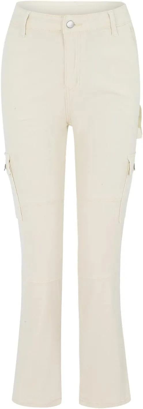 Women Fashion Streetwear Pockets High Waist Straight Vintage Baggy Trousers Cargo Pants Pants with Pockets for