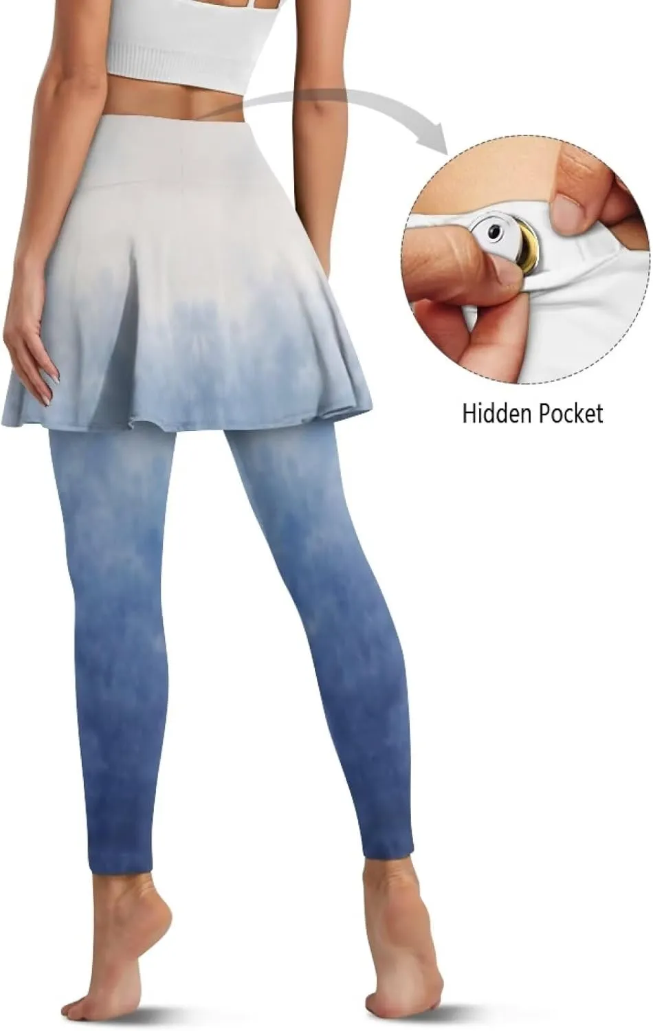 Women Tennis High Waist Skirted Legging Yoga Leggings with Skirts Golf Athletic Skirt with Pockets
