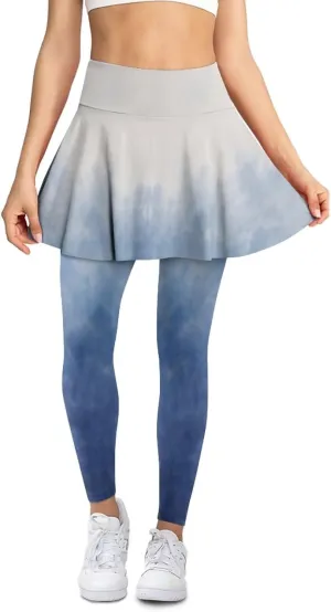 Women Tennis High Waist Skirted Legging Yoga Leggings with Skirts Golf Athletic Skirt with Pockets
