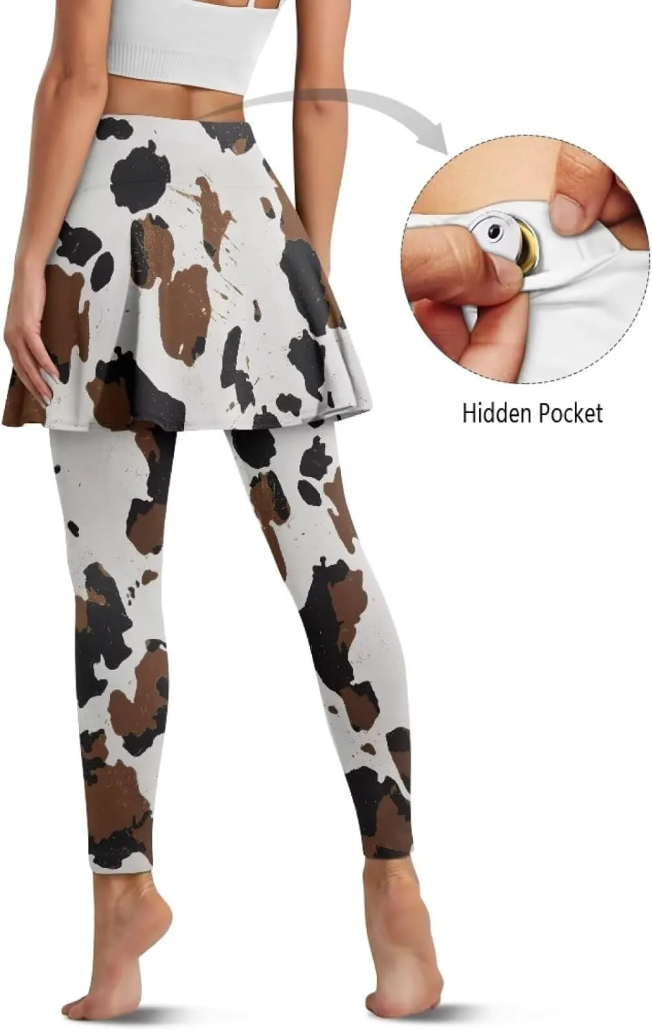 Women Tennis High Waist Skirted Legging Yoga Leggings with Skirts Golf Athletic Skirt with Pockets