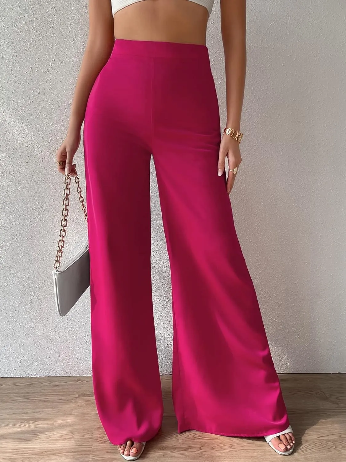 Women's 2024 Casual Summer Wide Leg Pants High Waist Wide Leg Pants