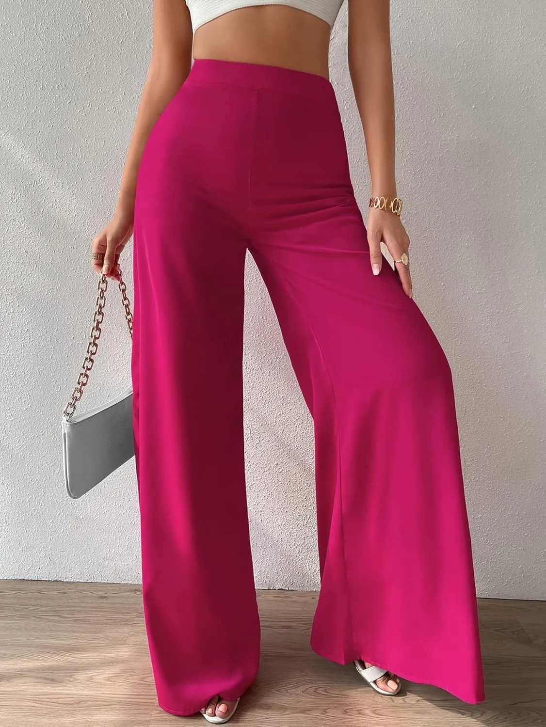 Women's 2024 Casual Summer Wide Leg Pants High Waist Wide Leg Pants