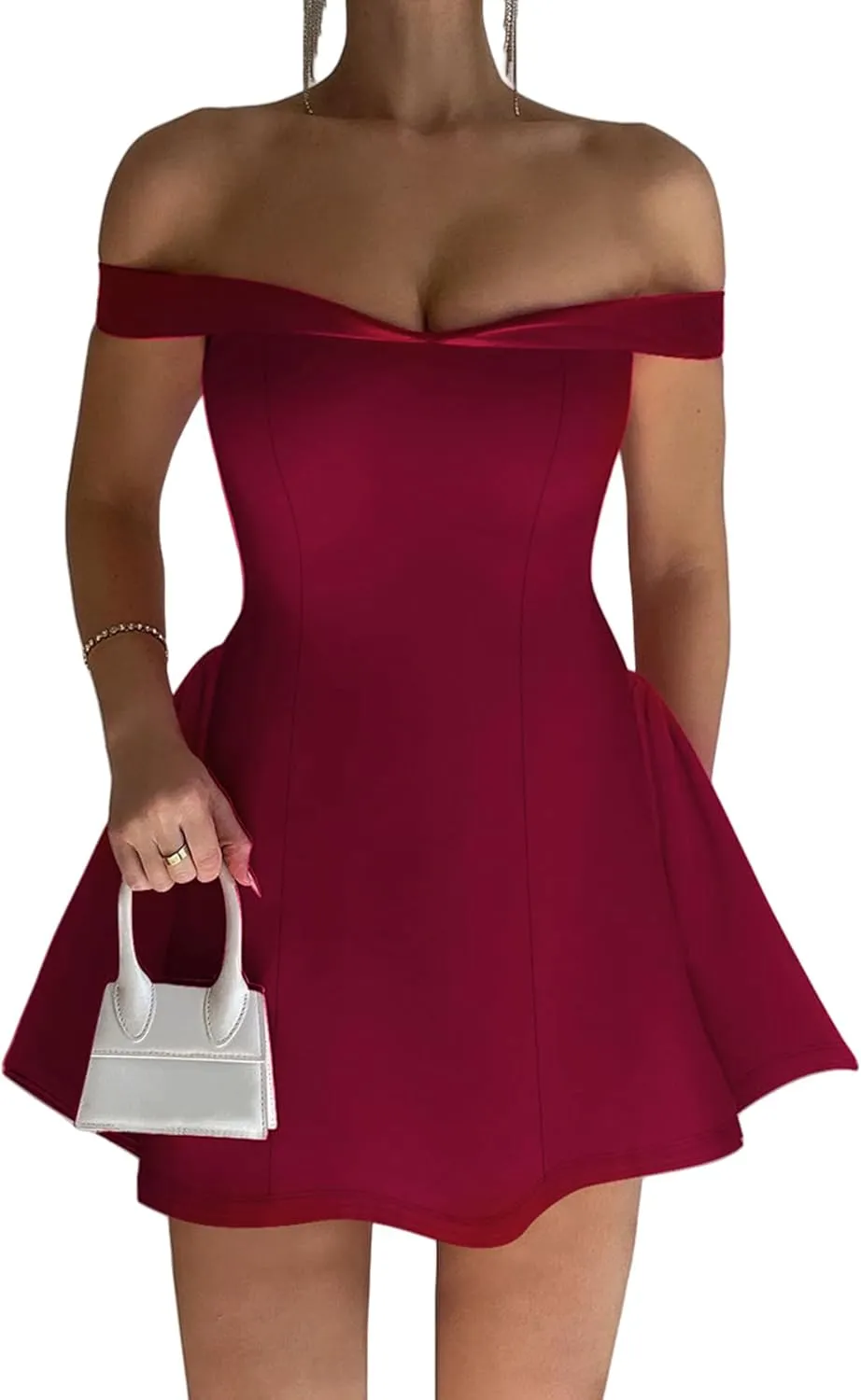 Women's Off Shoulder Sleeveless Mini Short Dress A Line Dress Cocktail Party Gowns for Women Strapless Formal Dresses