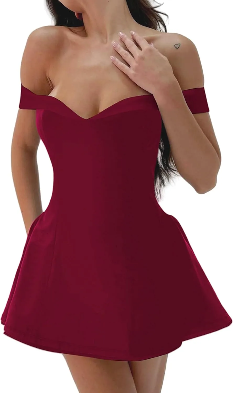 Women's Off Shoulder Sleeveless Mini Short Dress A Line Dress Cocktail Party Gowns for Women Strapless Formal Dresses