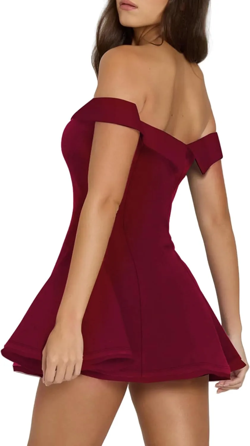Women's Off Shoulder Sleeveless Mini Short Dress A Line Dress Cocktail Party Gowns for Women Strapless Formal Dresses