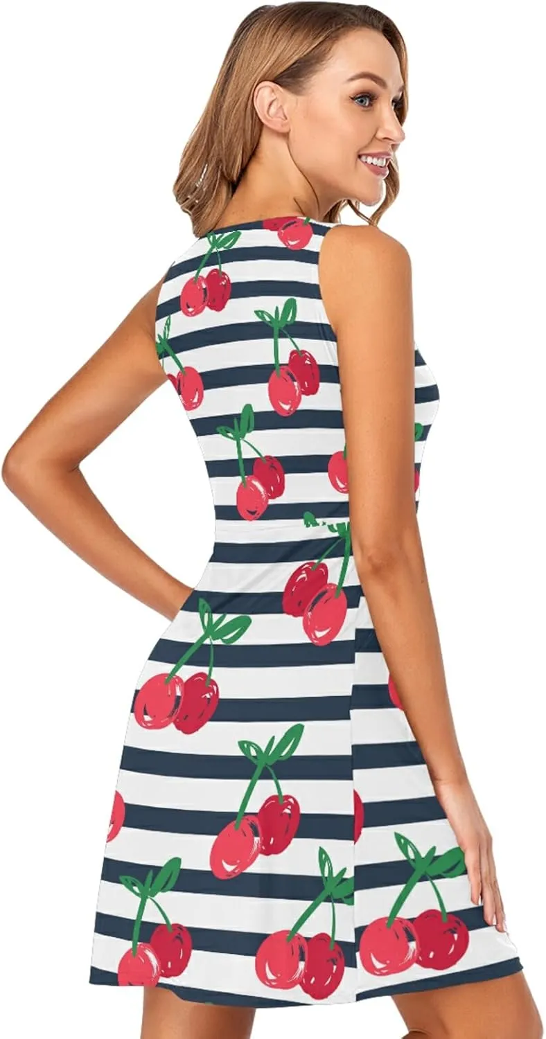 Women's Sleeveless Casual Dresses Swing Cover Up Sundress with Pockets(S-XXL)