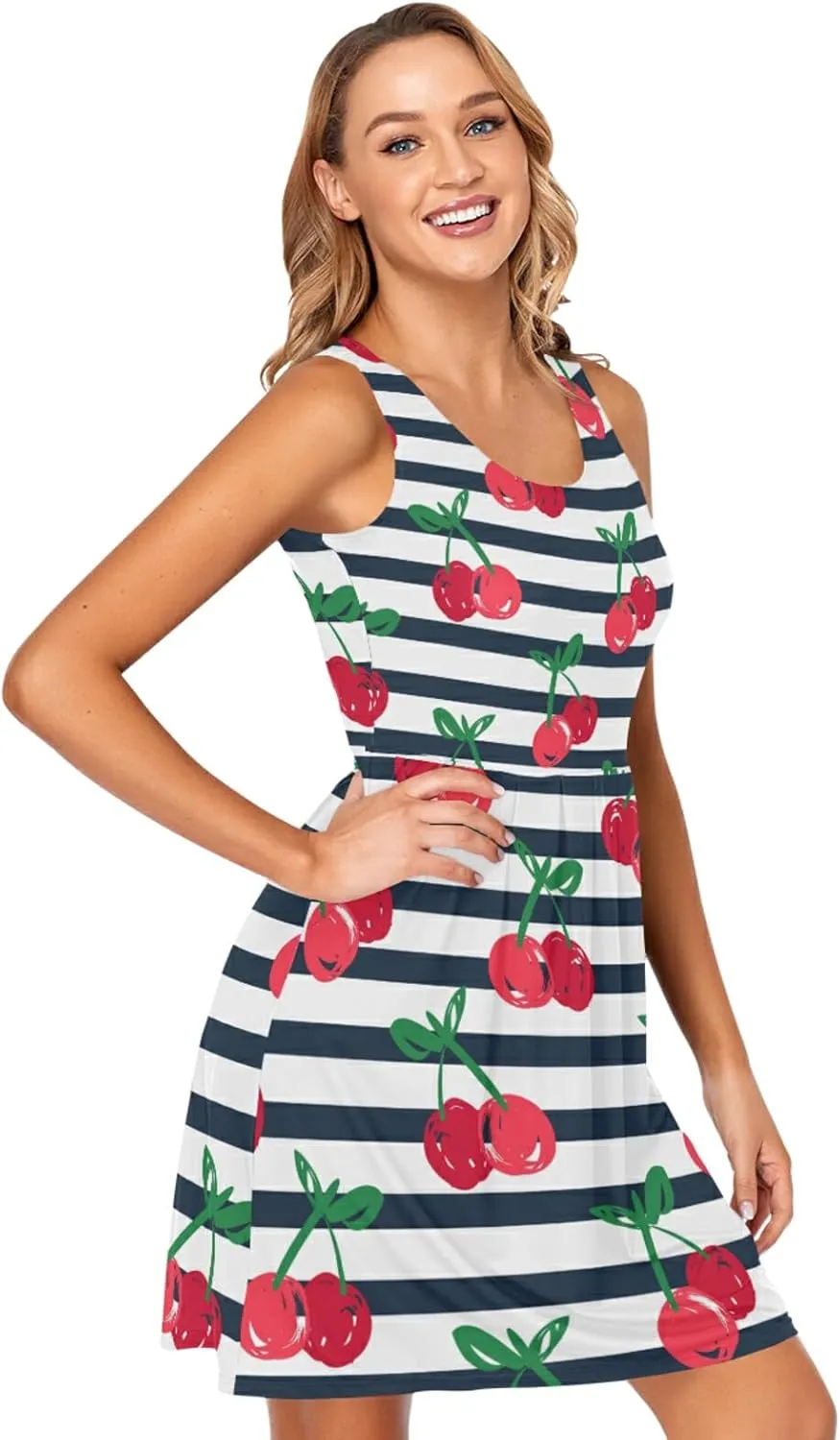 Women's Sleeveless Casual Dresses Swing Cover Up Sundress with Pockets(S-XXL)