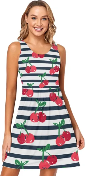 Women's Sleeveless Casual Dresses Swing Cover Up Sundress with Pockets(S-XXL)
