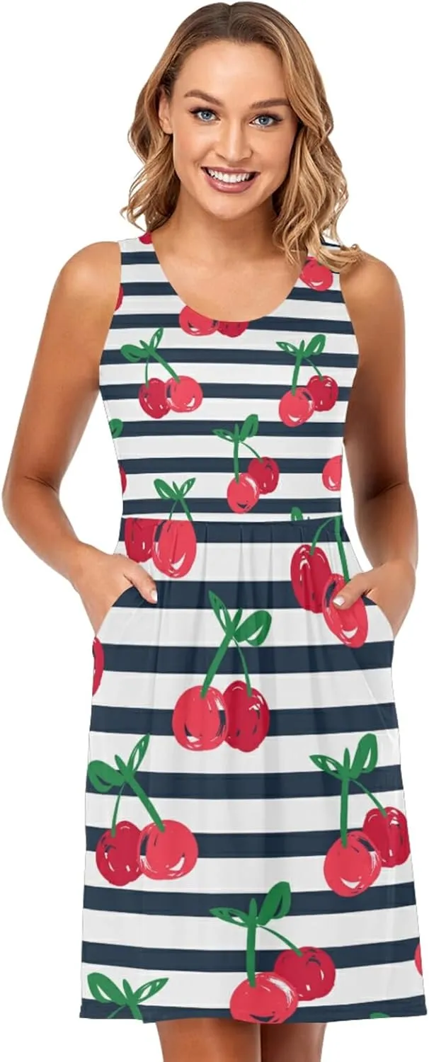 Women's Sleeveless Casual Dresses Swing Cover Up Sundress with Pockets(S-XXL)