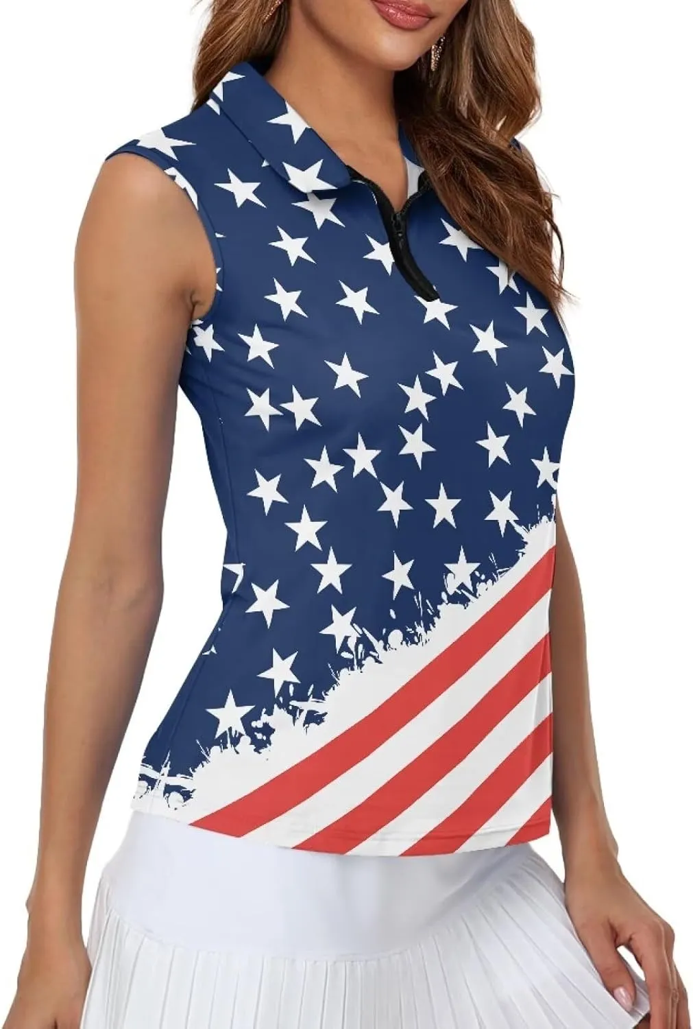 Women's Sleeveless Golf Shirts Moisture Wicking Tennis Shirt Dry Fit 1/4 Zip Sports Tank Tops Collared Slim XS-XXL